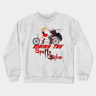 Riding the Spuffy Bike (black/no outline) Crewneck Sweatshirt